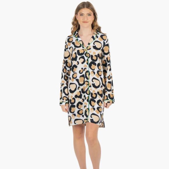Emily McCarthy Classic Spot Cheetah Night Shirt Size Small - Picture 1 of 15